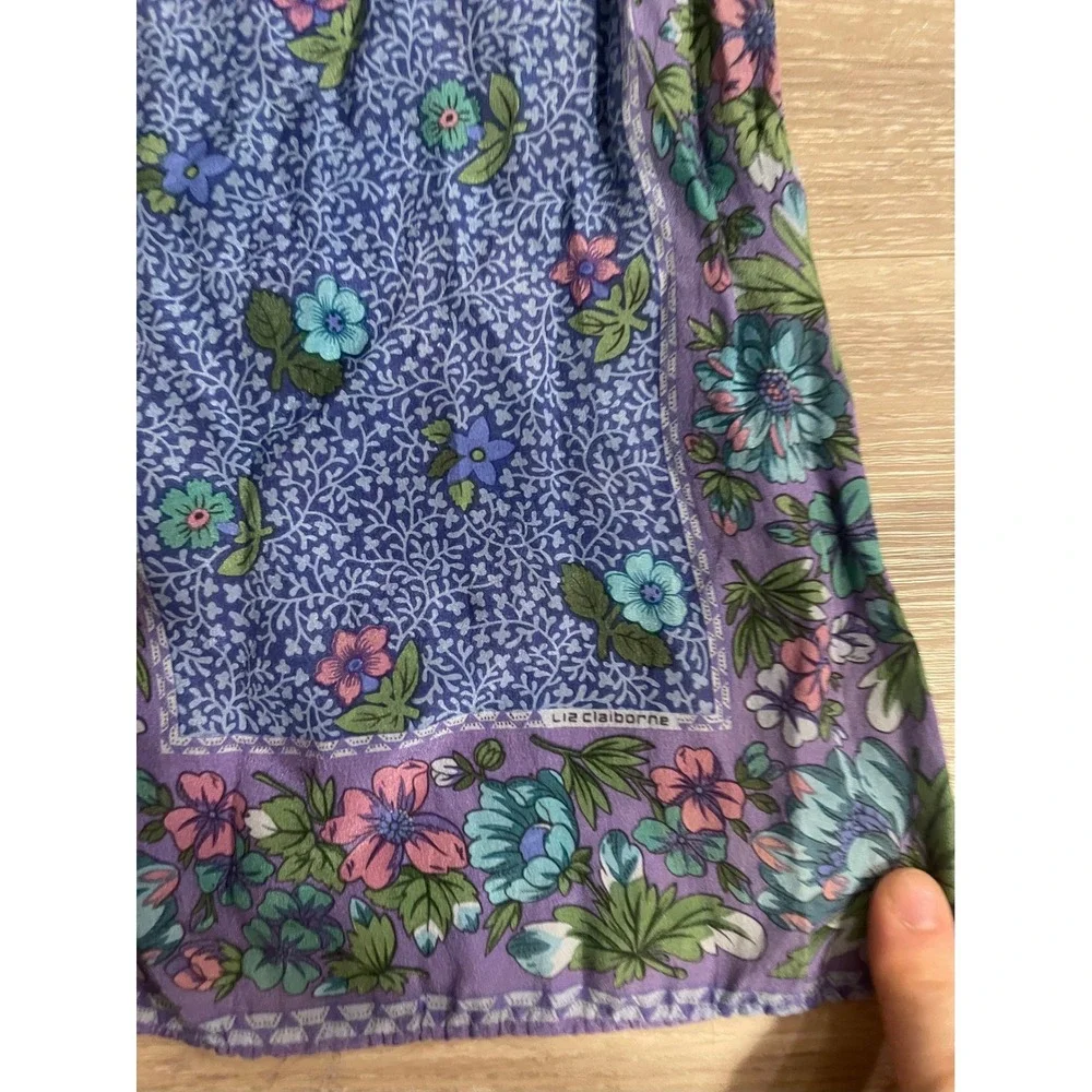 Vintage Silk Liz‎ Claiborne Blue Scarf Shawl Y2K 90s Fairycore Whimsey Artsy